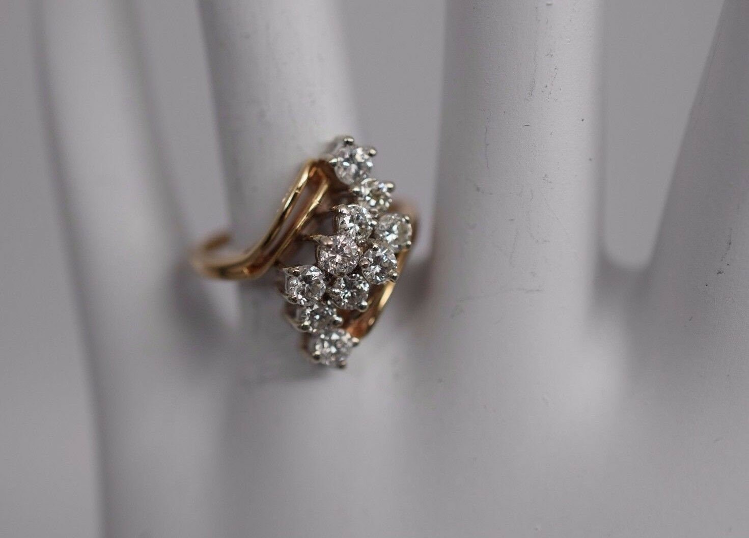 14K Yellow Gold 1.5 Ct. Tw. G SI2 Diamond Cluster Ring, Size