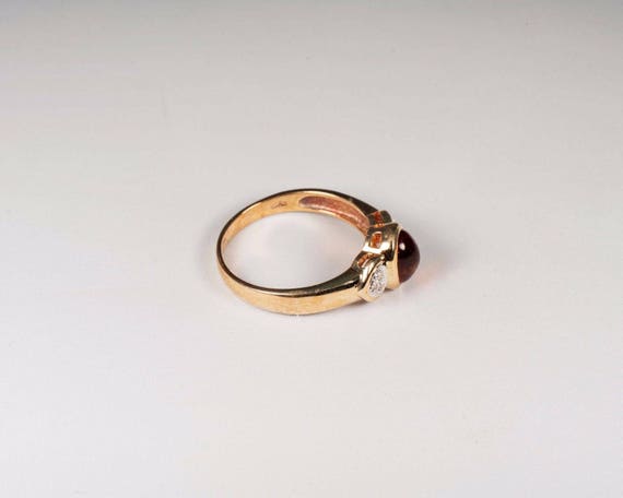 14K Yellow Gold Amber and Diamond Chip Ring , siz… - image 3
