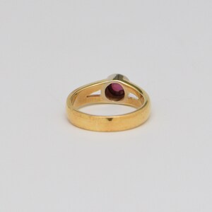 18K Yellow Gold Ruby Cabochon Ring Circa 1970, size 4 image 7