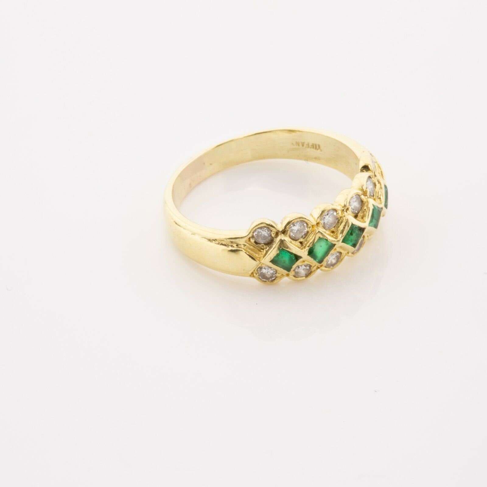 18K Tiffany YG Emerald and Diamond Ring With 5 Square Emeralds - Etsy UK