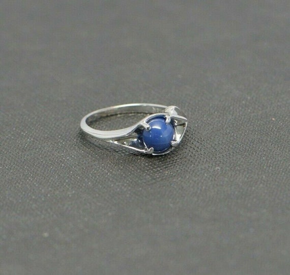 Vintage 14K WG Linde Blue Star Sapphire Ring Size… - image 3