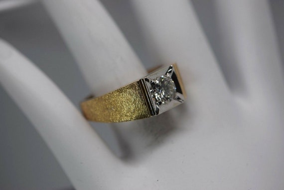 14K Yellow and White Gold Men's Solitaire Diamond… - image 7