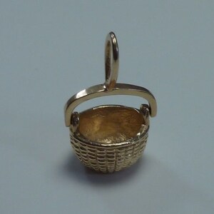 14K Yellow Gold Basket Pendant image 2