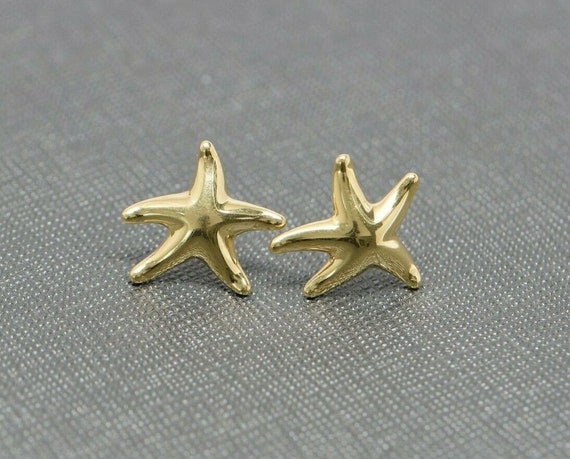 18K Yellow Gold Tiffany Starfish Earrings Elsa Pe… - image 3