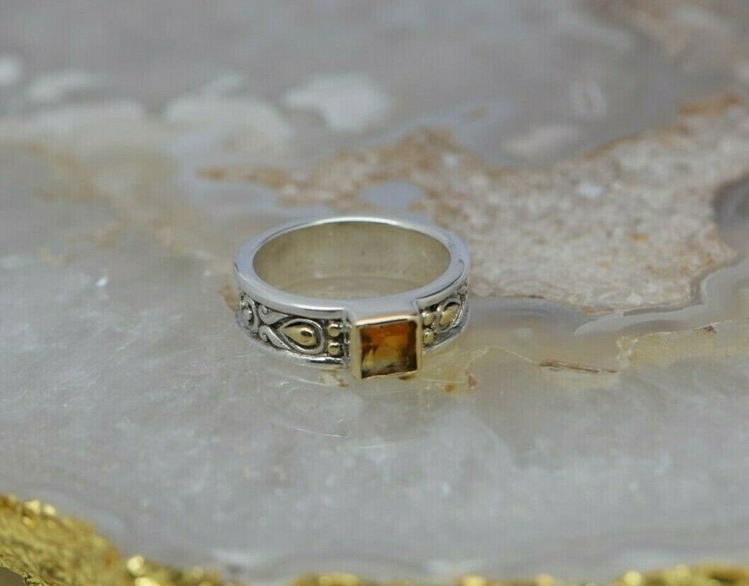 Sterling and 18K Yellow Gold Citrine Ring by John Hardy Size