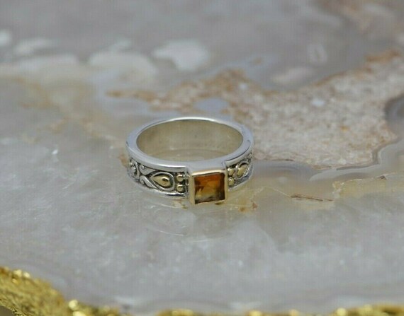 Sterling and 18K Yellow Gold Citrine Ring by John… - image 1