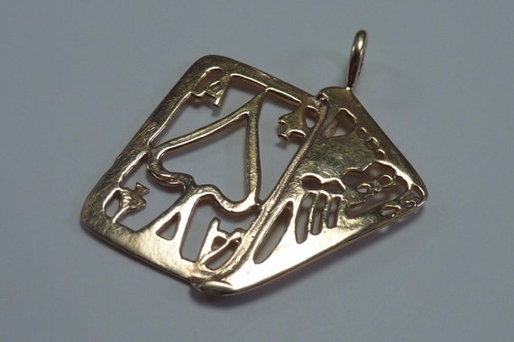 14K Yellow Gold Filigree "Playing Cards" Pendant - image 4