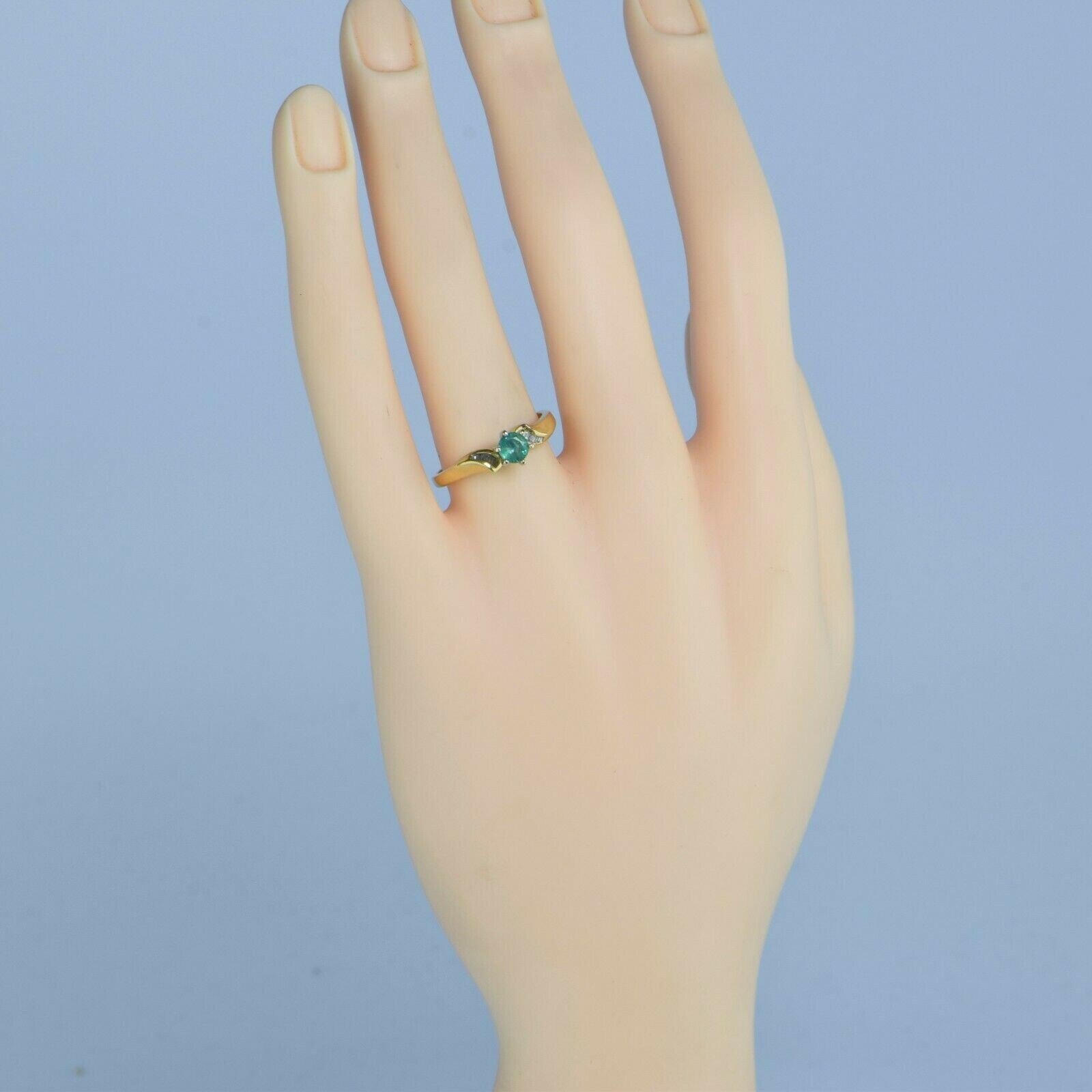 18K Yellow Gold Emerald and Diamond Ring Size 7.25 Circa 18K Yellow Gold Emerald and Diamond Ring Size 7.25 Circa