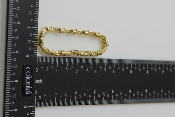 14K Yellow Gold Diamond Bar Bracelet Circa 1980 - image 6