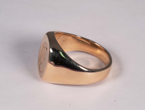 14K Yellow Gold Cufflink and Signet Ring Set w/ "… - image 3