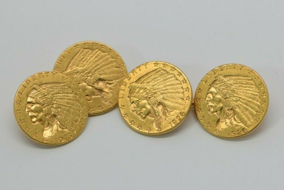 Gold 2 1/2 Dollar Indian Cufflinks 4 Gold coins: … - image 2
