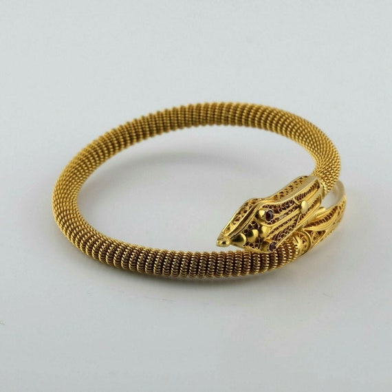 Snake Bracelet Super Hand Made 21K Yellow Gold Fi… - image 3