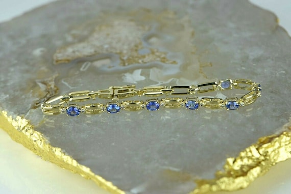 14K YG Tanzanite and Diamond Accent Bracelet, 4/5… - image 1