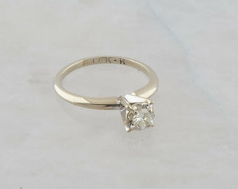 14K White Gold Illusion 1/5 ct Solitaire Diamond Engagement Ring Size 4.5