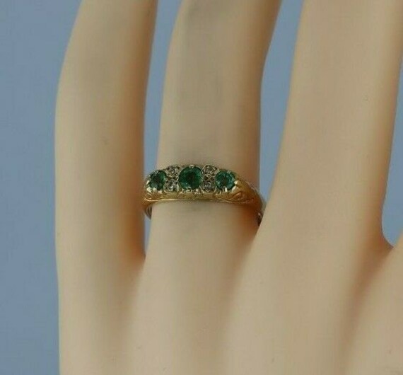 Vintage 9K Yellow Gold Emerald and Diamond Ring E… - image 2