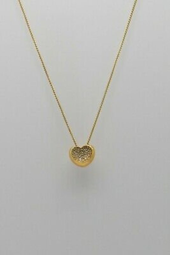Superb 18K YG Pave Heart Necklace Maker "GV" app … - image 4