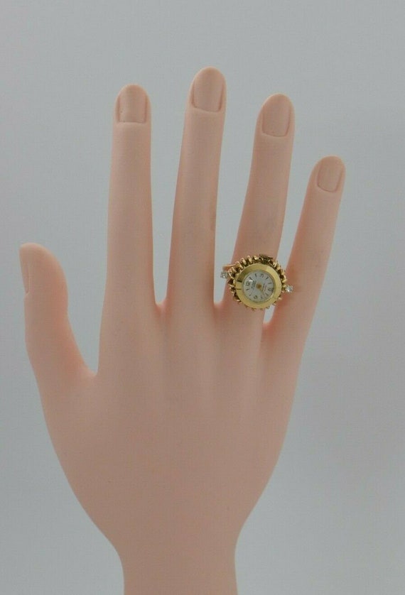 Vintage Ladies Watch Ring Circa 1950 18K Yellow G… - image 7