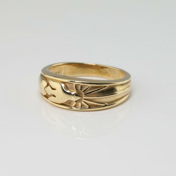 14K Yellow Gold Peace Dove Ring Size 7 Circa 1990 - image 5