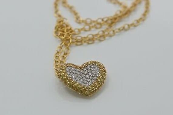 18K YG Diamond & Yellow Sapphire Heart Necklace o… - image 1