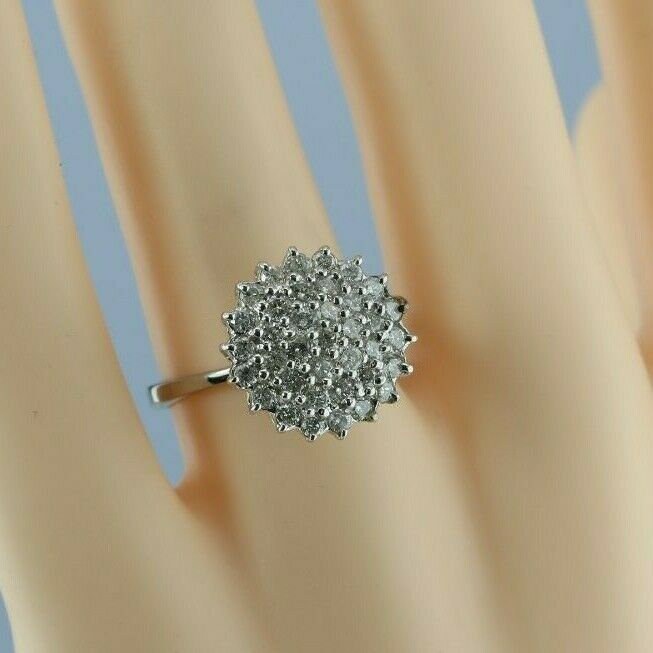 Vintage 18K White Gold 1.5ct Tw Round Diamond Cluster Ring