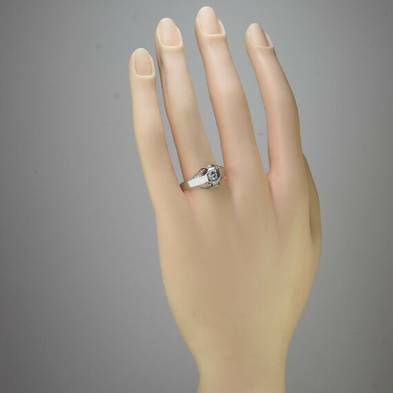 Antique 18K White Gold Art Deco Diamond Ring G VS… - image 4