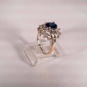 14K Yellow Gold Sapphire and Diamond Cluster Ring, size 6 image 4