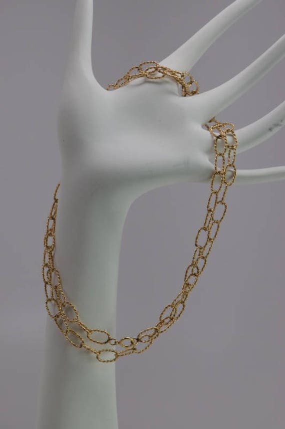 14K Yellow Gold, 32" Twist Loop Chain Handmade, C… - image 1