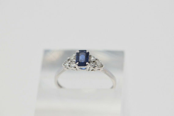 Sapphire and Diamond Ring 14K WG 1 ct Plus tw Siz… - image 9