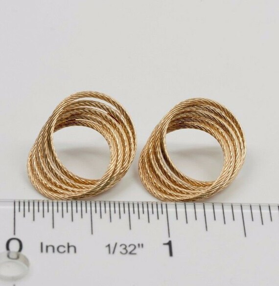 14K Yellow Gold Multi Circular Swirl Post Earrings - image 1