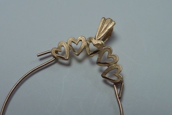 1 Gram 14K Yellow Gold Charm Hanger with Hearts - image 3