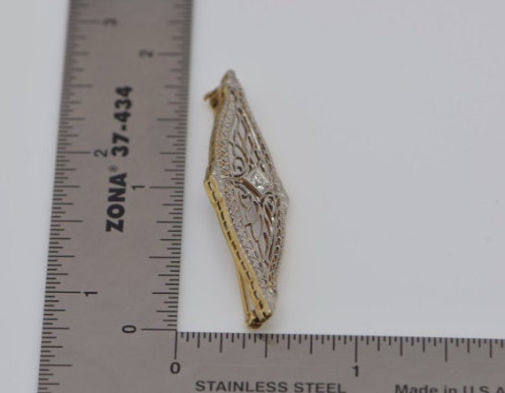 Edwardian 14K Gold Platinum Topped OMC Diamond Pin | Kirsten's Corner