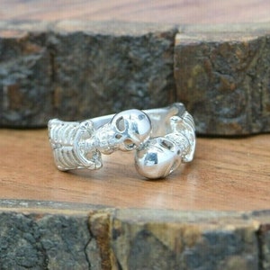 Sterling Bypass Skeleton Ring Size 12.25, Circa 1990