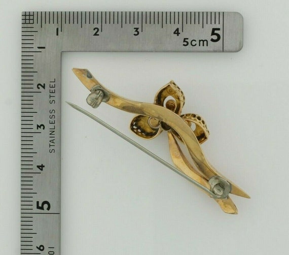 Vintage 14K Yellow Gold Pearl Flower Pin Circa 19… - image 4