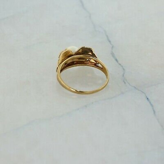 10K Yellow Gold Pearl and Sapphire Ring Size 6.5 - image 7