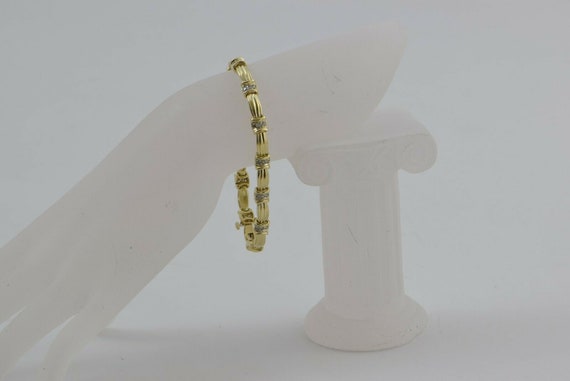 14K Yellow Gold Diamond Bar Bracelet Circa 1980 - image 2