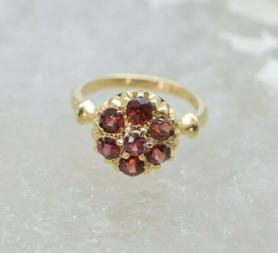 14K Yellow Gold Ruby Rosette Ring, Circa 1950, Si… - image 3