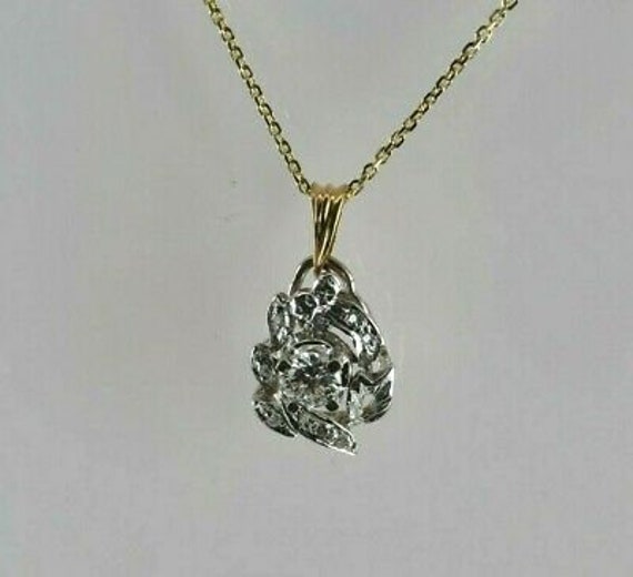 14K Yellow and White Gold Diamond Necklace Circa 1