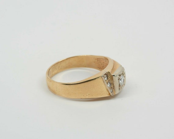 14K Yellow Gold Men's Diamond Ring Set in White G… - image 3