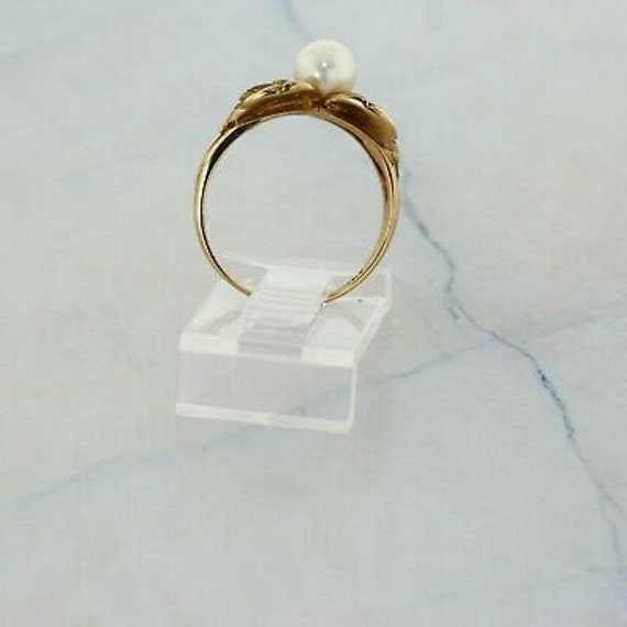 10K Yellow Gold Pearl and Sapphire Ring Size 6.5 - image 8