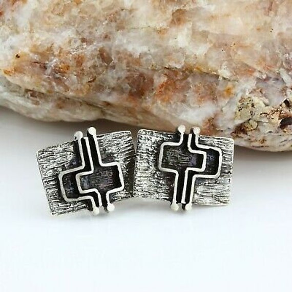 Brutalist "Mecan" 835 Silver 1970's Cufflinks