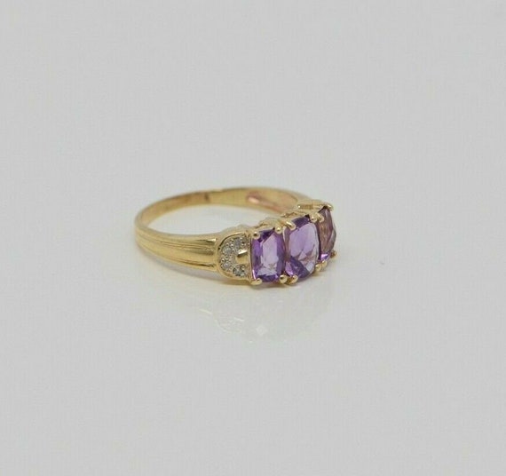 14K YG Amethyst and Diamond Accent Ring, Circa 19… - image 4