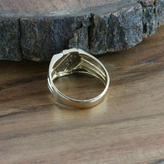 Men's Vintage 10K Yellow Gold Diamond Ring, 1/3 c… - image 5