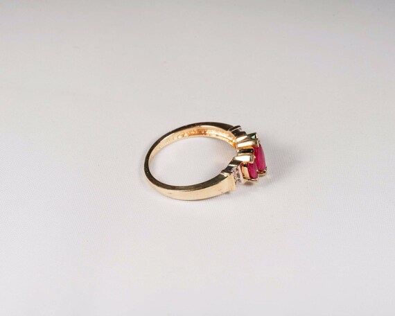 10K Yellow Gold Lab Created Ruby and Diamond Chip… - image 3