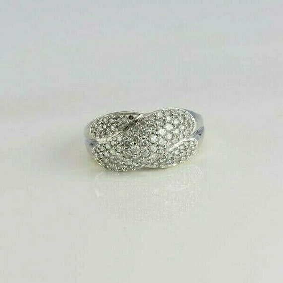 14K White Gold 1.5 ct est. Diamond Pave Crossover… - image 3