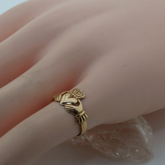 9K Rose Gold Made In Ireland Claddagh Ring, Ring … - image 5