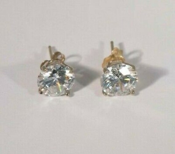 14K Yellow Gold and Cubic Zirconia Stud Earrings - image 1