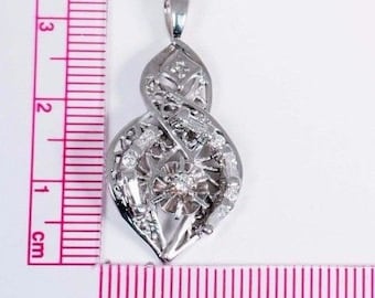 14K White Gold Filigree Pendant With Diamonds