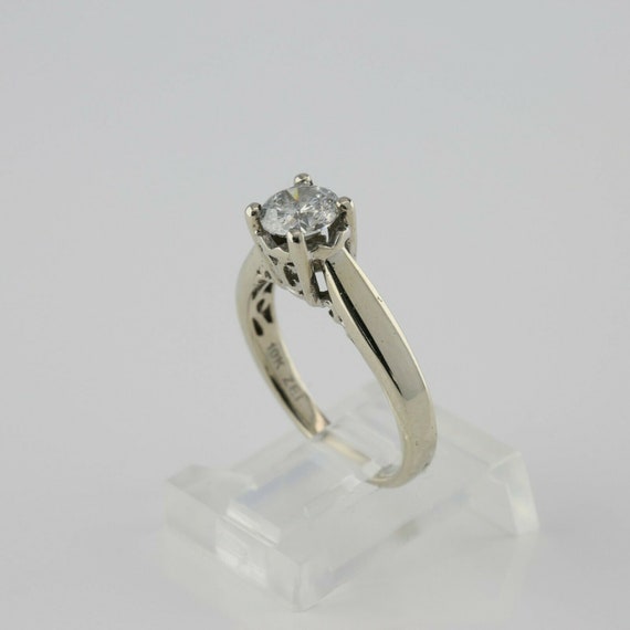 10K White Gold .80 ct Diamond Ring Size 5.75 Circ… - image 5
