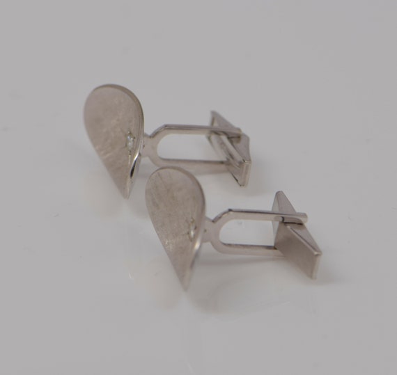 14K White Gold Diamond Set Cufflinks, Circa 1960 - image 2