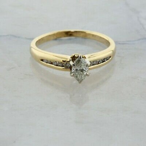 14K Yellow Gold 1/2 ct tw Marquise Diamond Ring S… - image 3